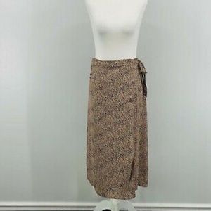 Urban Romantics Brown Black Cheetah Print Flowy Wrap Tie Side Maxi Wrap Skirt